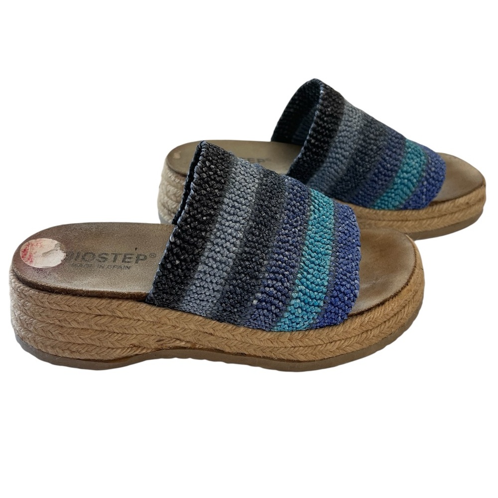 Biostep Platform Espadrille Sandals Made in Spain Blue Woven Upper Sz 7 - Picture 2 of 10